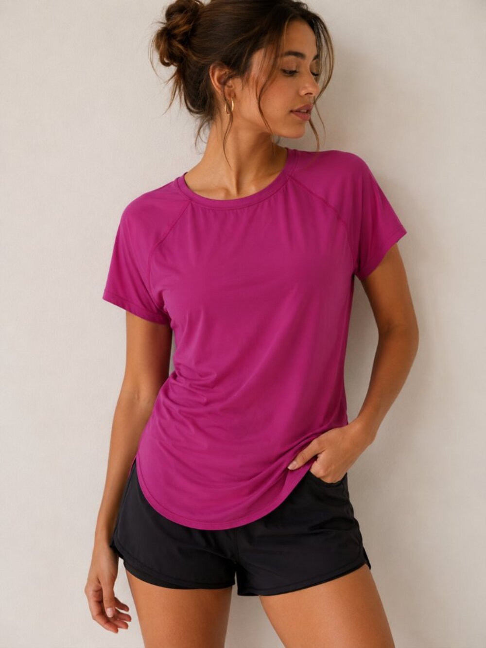 Athleta Fuchsia Short Sleeve Active Tee